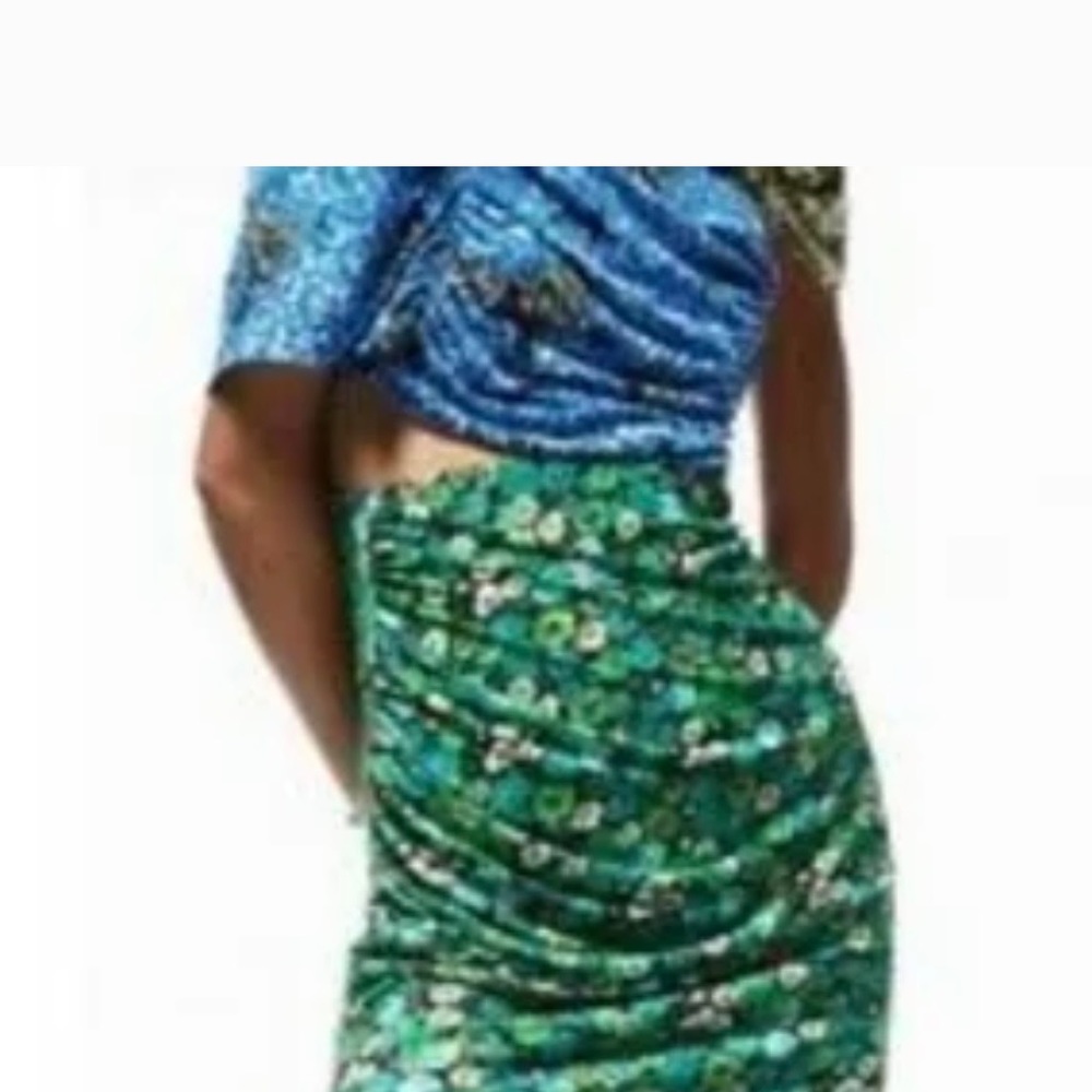 New Zara Floral Midi Dress Blue